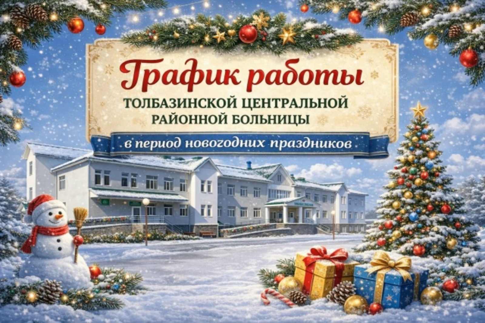 Как будет работать Толбазинская ЦРБ в новогодние праздники