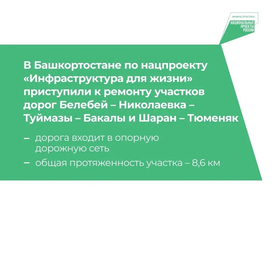 В Башкортостане приступили к ремонту участков дорог Белебей – Тюменяк
